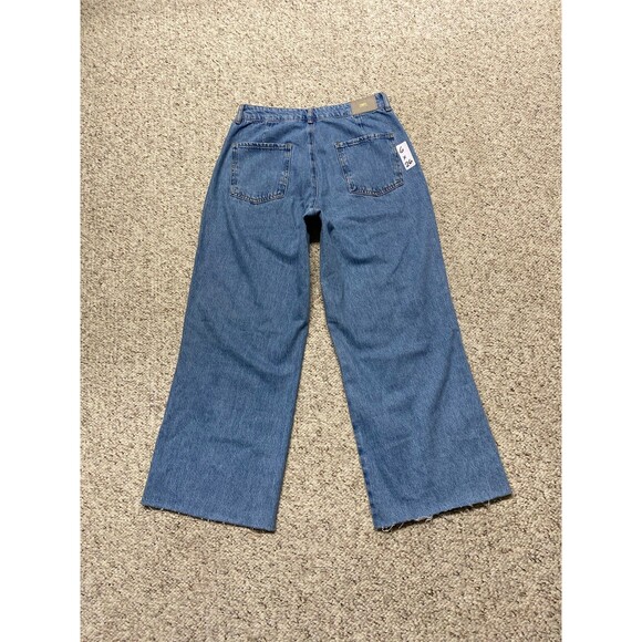 Zara High-Rise Front Patch Pocket Straight Wide Leg Raw Hem Size 6 - Picture 5 of 7